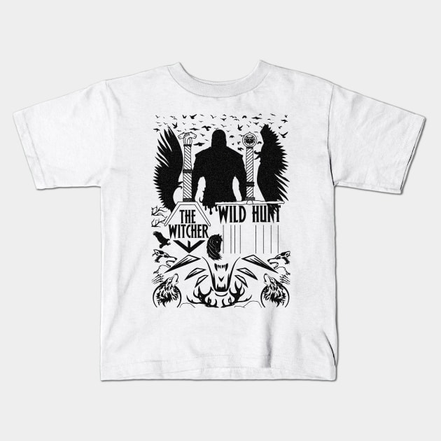 The witcher  3 wild hunt black design high quality Kids T-Shirt by TheCreatedLight